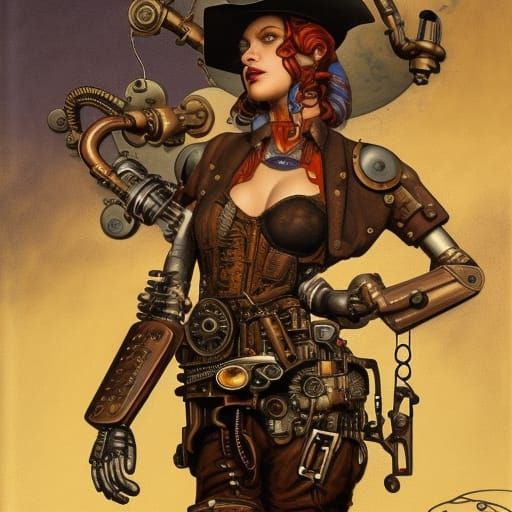 Steampunk Cyborg Cowgirl Saves Dystopian Town