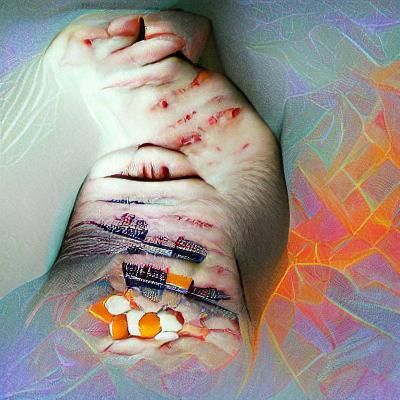 Disturbing Image of Addiction and Self-Harm