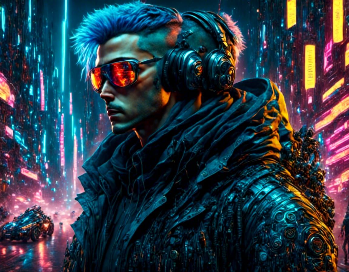 Cyberpunk Cyborg Building Futuristic Motorcycle