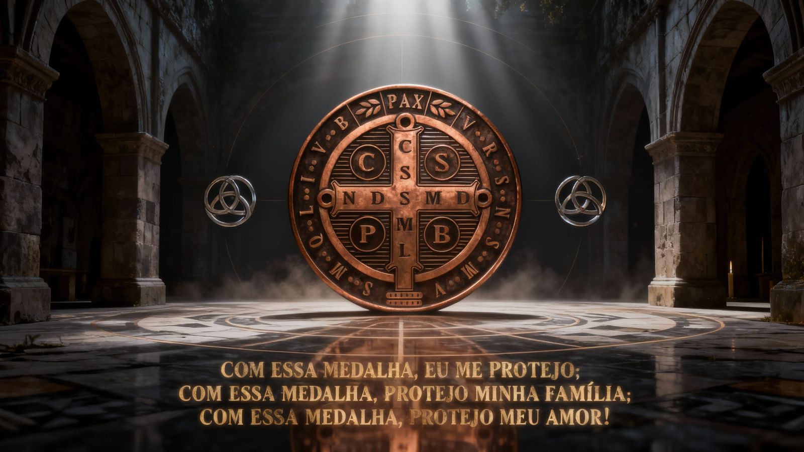 Sacred Geometry Wallpaper with St. Benedict Medal