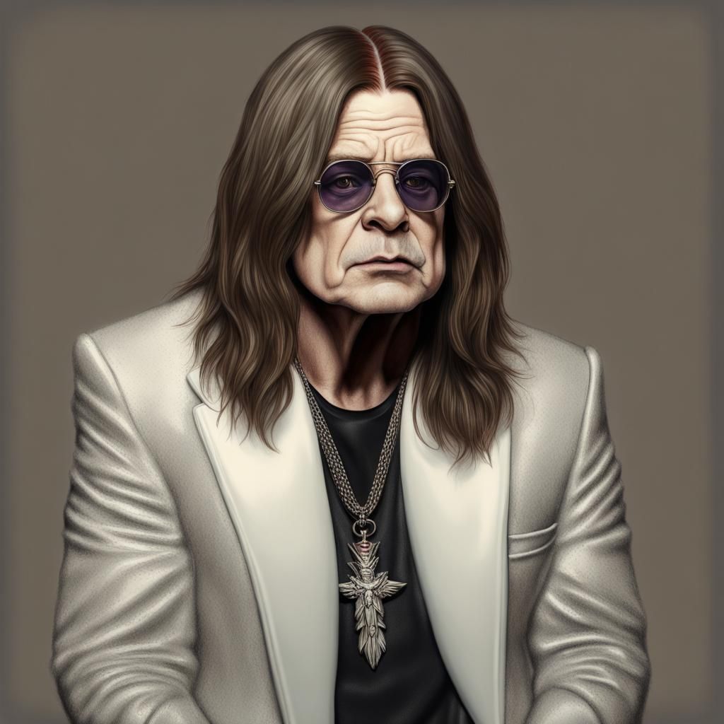 Androgynous Ozzy Osbourne in Oil Pastel Drawing