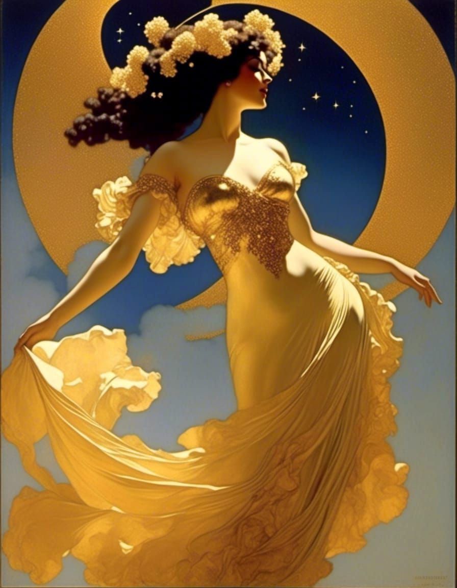 Flamenco Dancer in a Celestial, Symbolist Style