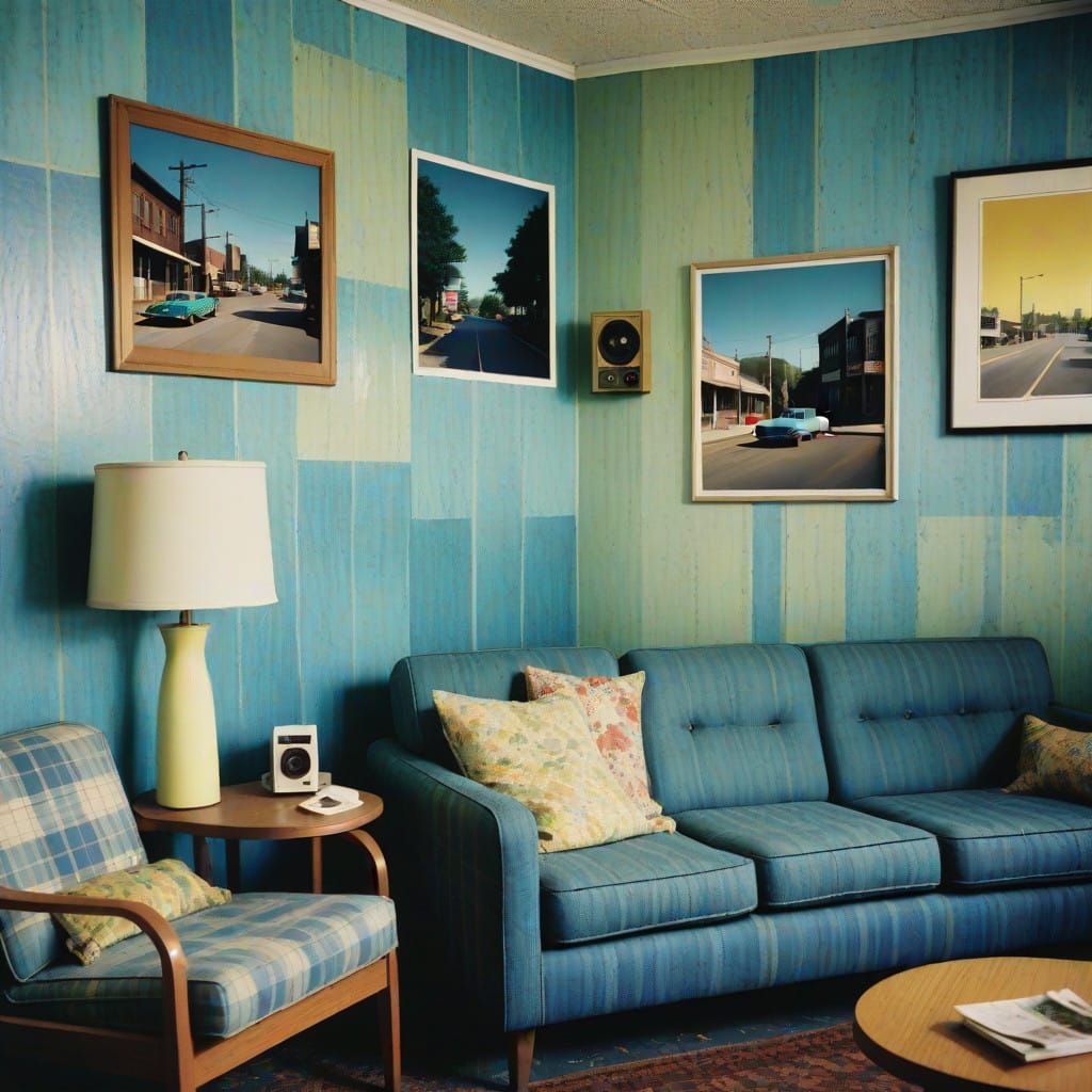 Cozy 1970s Living Room in Vintage Aesthetic