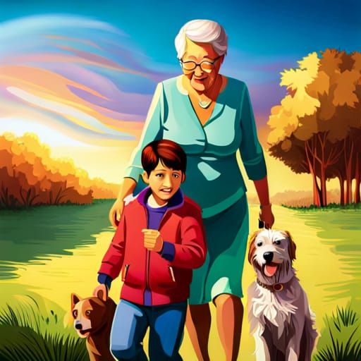 Precious time spent walking the dogs with Gran