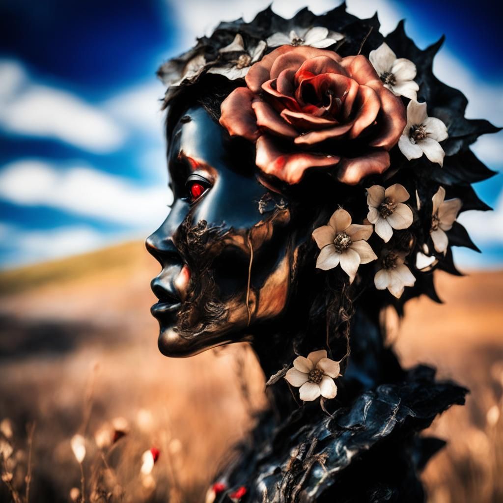 Metallic Rose Ghost in Japanese Art Style