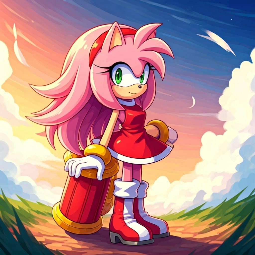 Sonic Heroine Amy Rose in Vibrant Anime Style