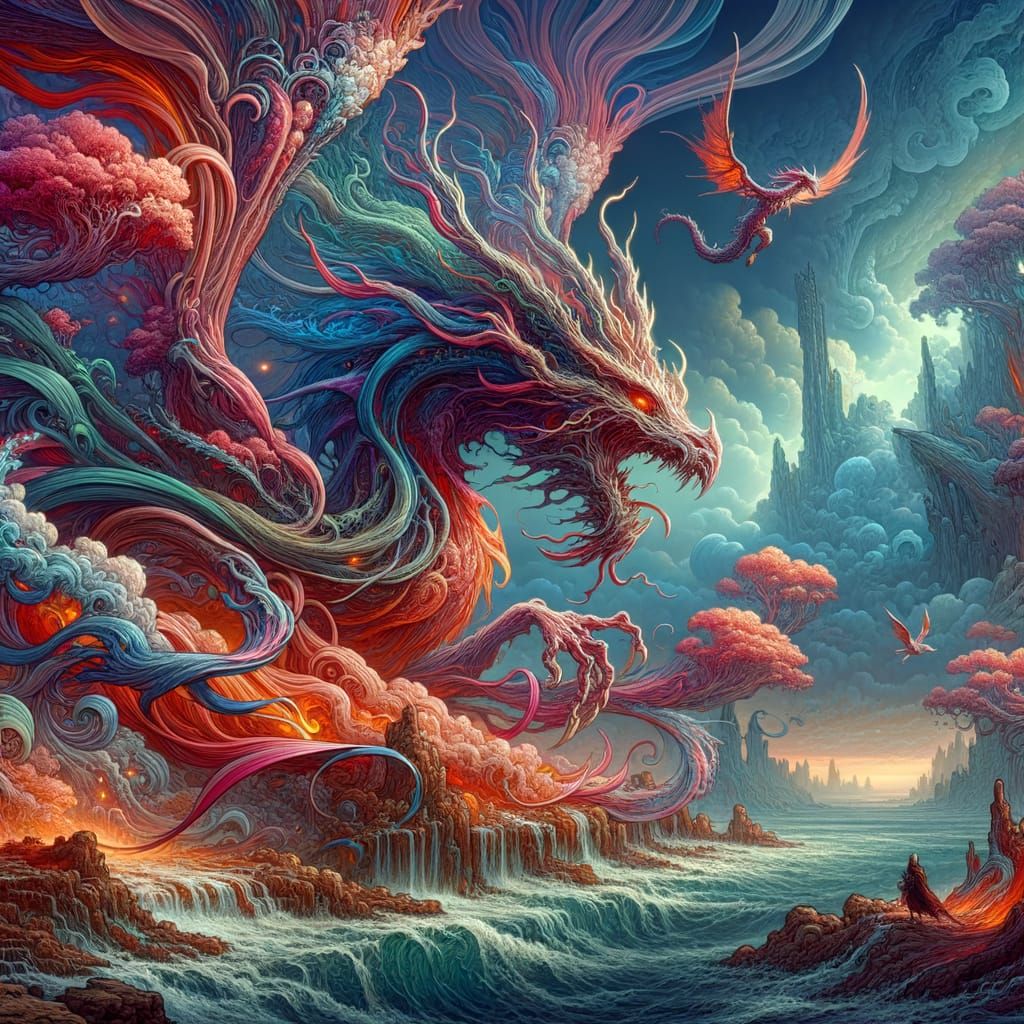 Fantastical Concept Art in Deep, Rich Colors with Comic Book...