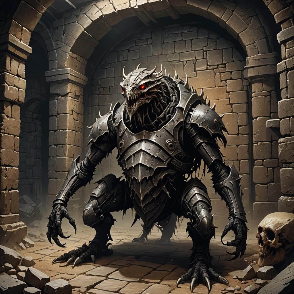 Carrion Crawler in Dark Fantasy Dungeon