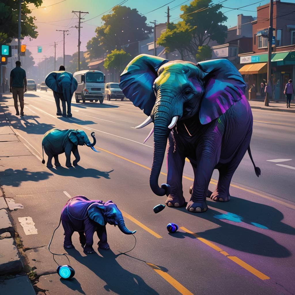 Giant Bluetooth Earbuds: Vibrant Oil Painting