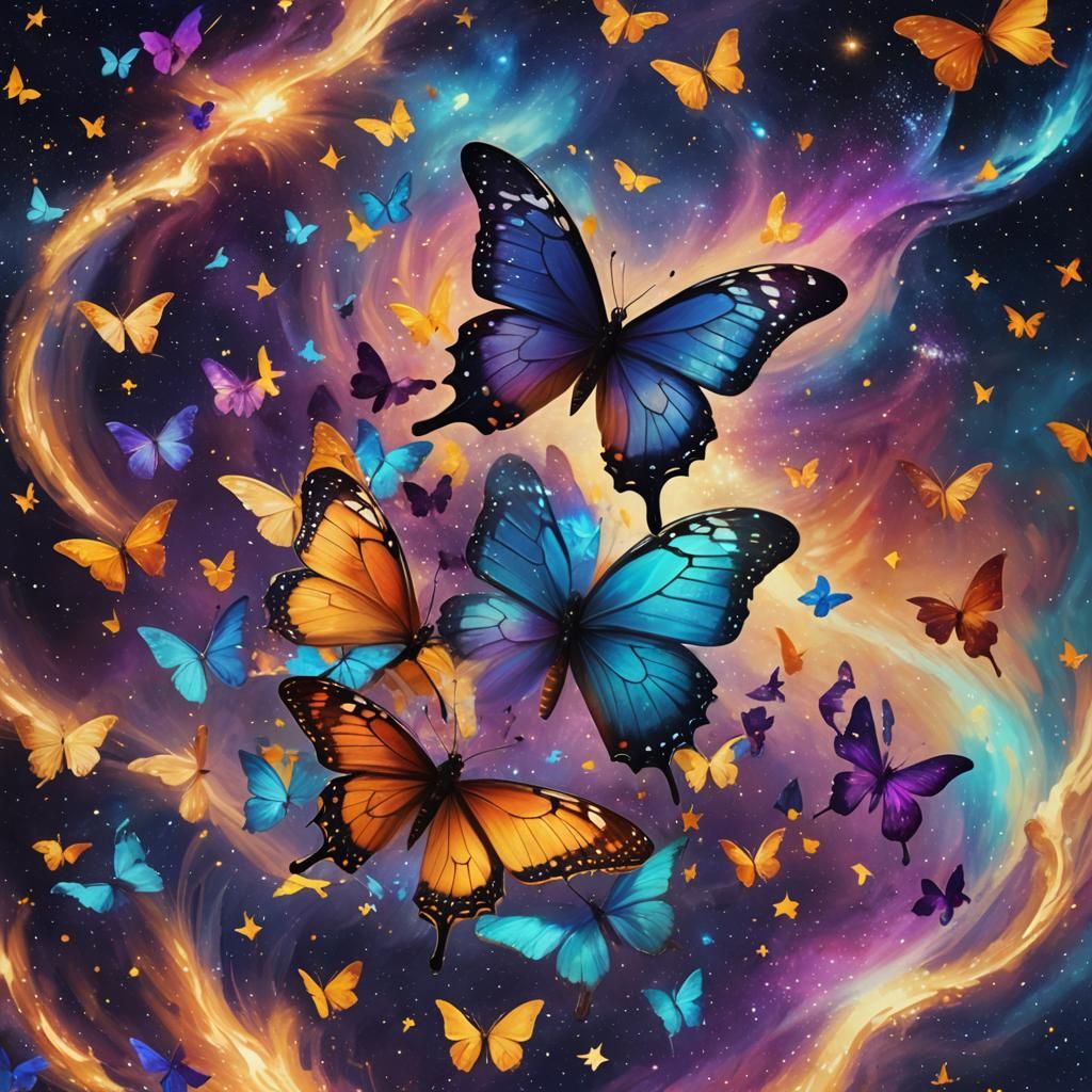 Gigantic Butterfly Soars Through Starry Galaxy