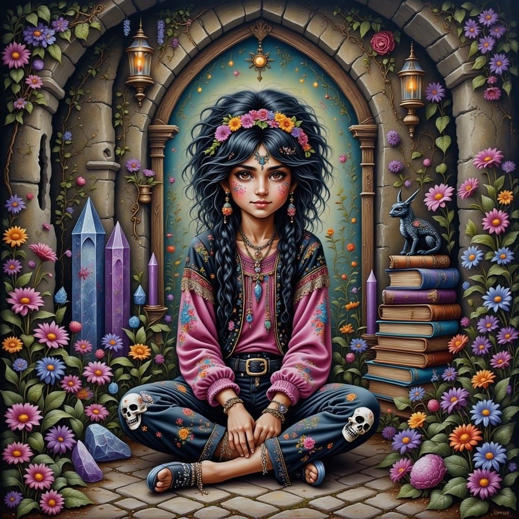 Gritty Punk Girl in Haunting Dystopian Scene