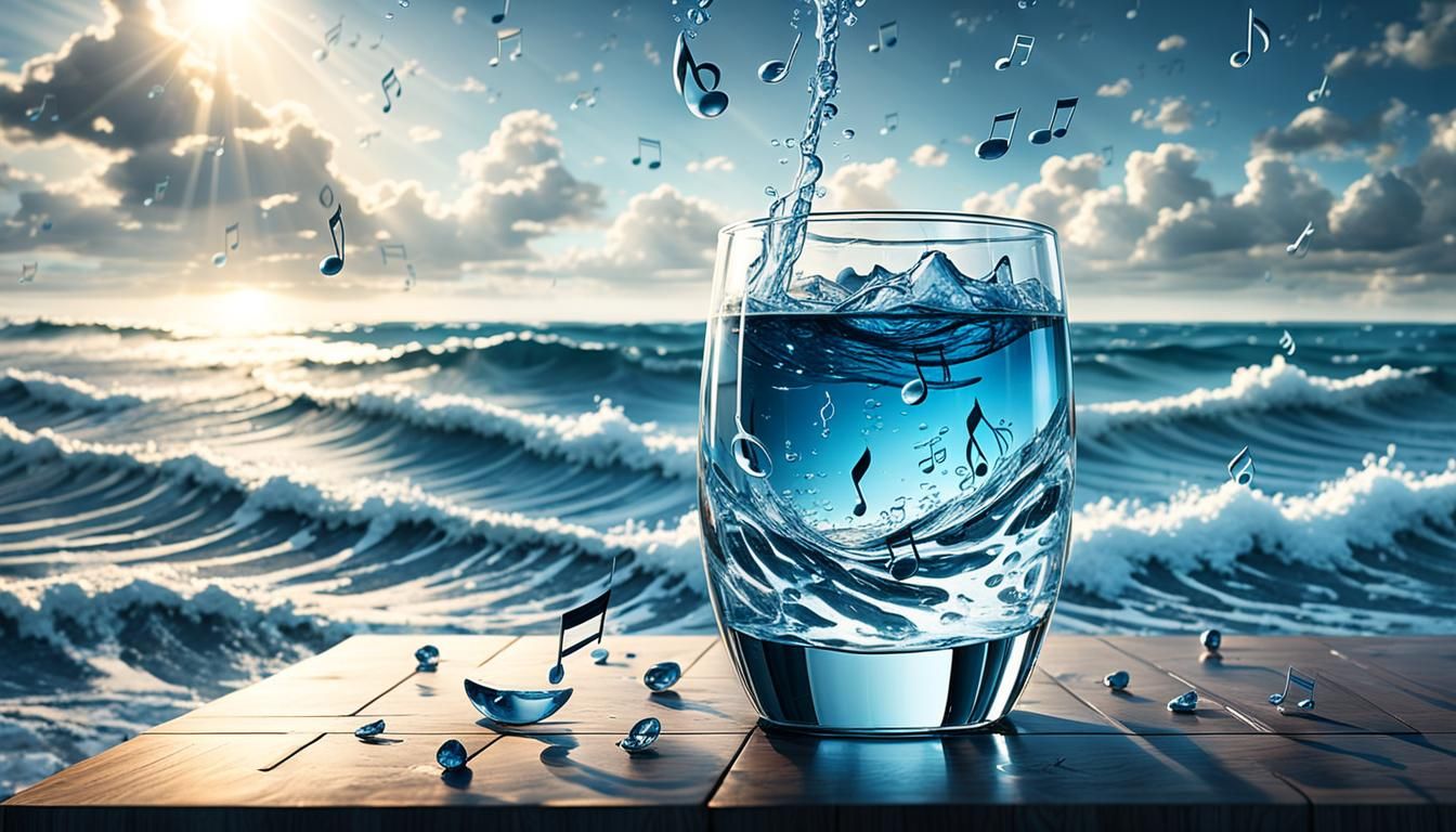 Water Glass Vibrating with Sound Waves