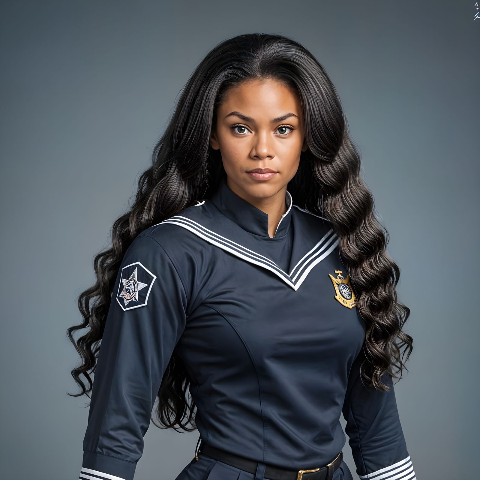 Afro-Cherokee Autistic Superheroine in Sailor Uniform