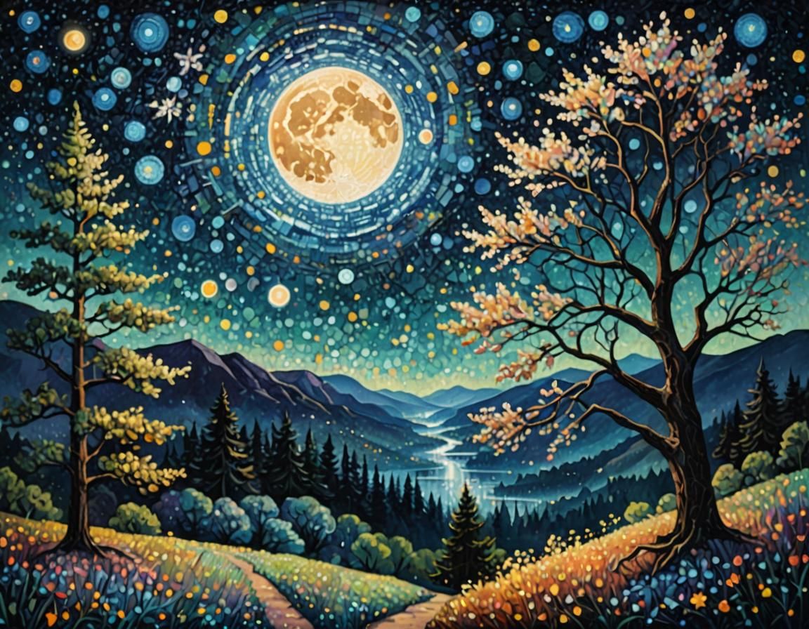 Night Sky - Pointillism