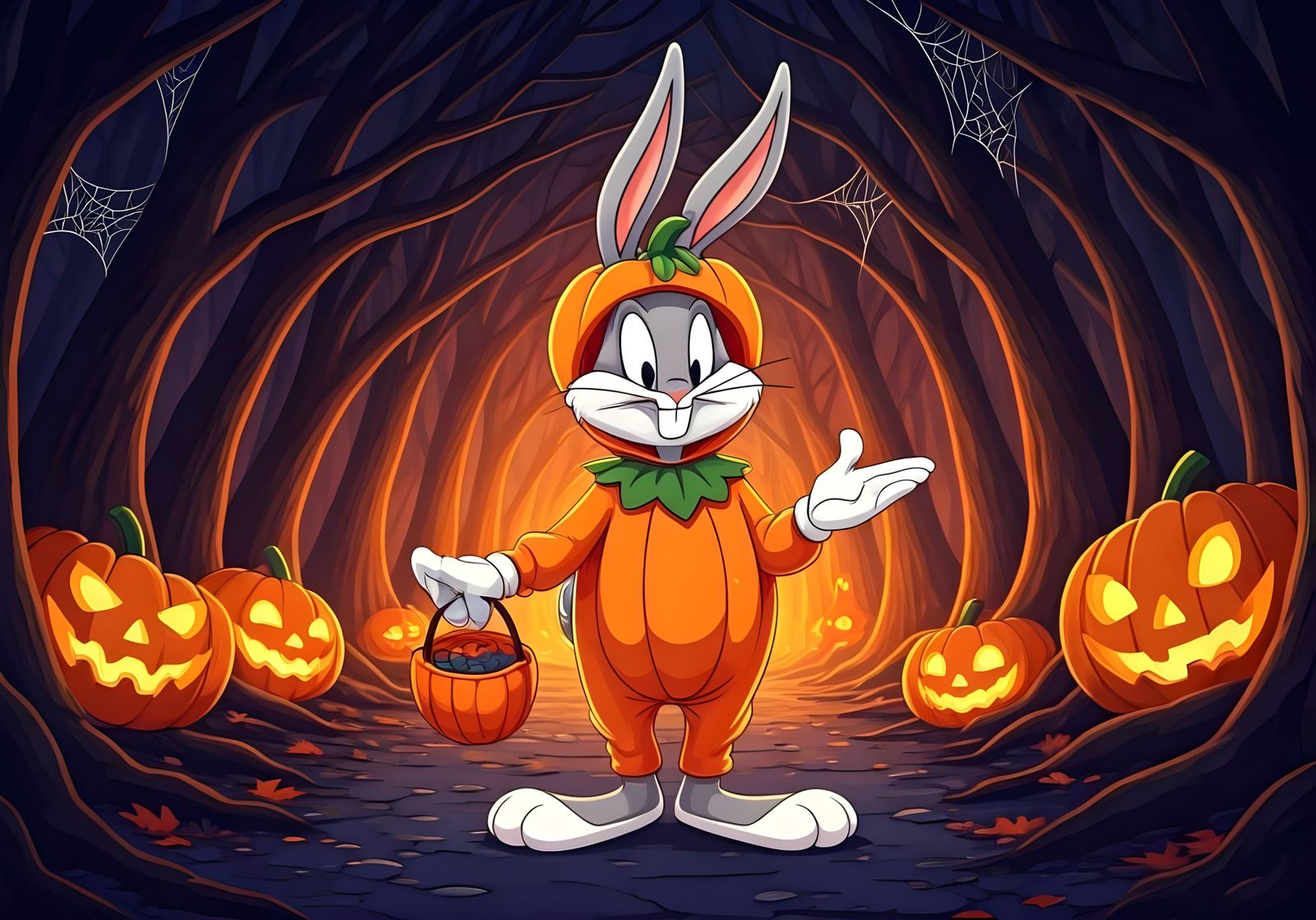 Bugs Bunny in Anime-Style Pumpkin Costume