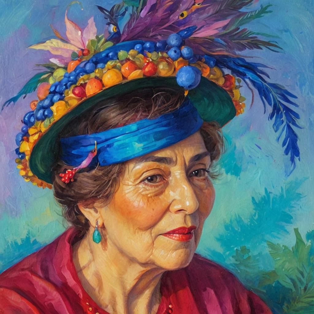 Eccentric Aunt in Extravagant Hat: Fauvist Impressionism