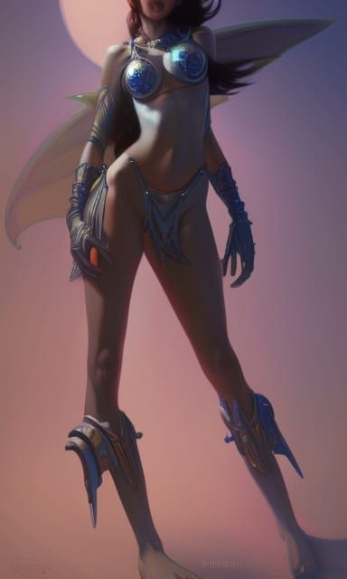 Warhammer 40,000 Space elf princess, attractive slender physique, full body portrait, beautiful female face included in ...