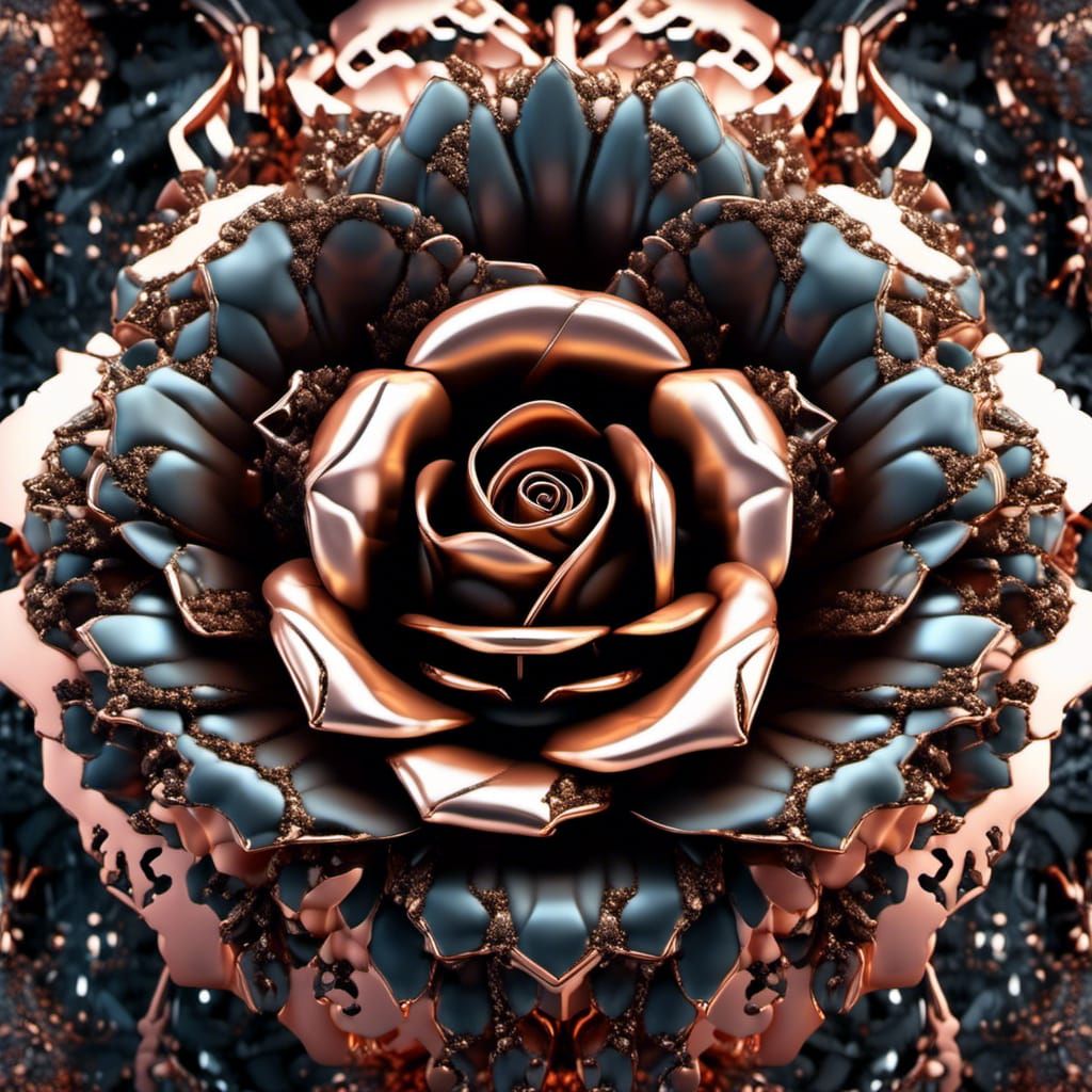 Cybernetically Infected Robotic Rose in Dark Macro Photograp...