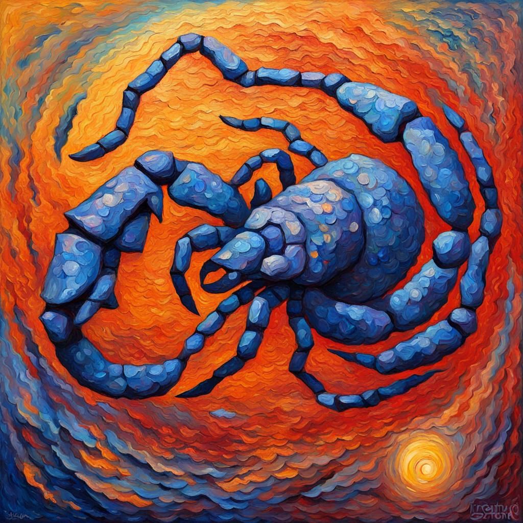 Scorpio Zodiac Sign in Expressionist Oil Painting