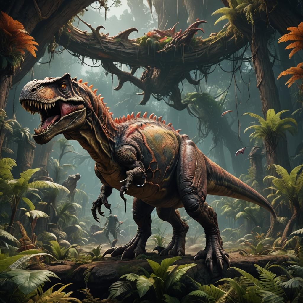 Detailed T-Rex Matte Painting in Deep Color