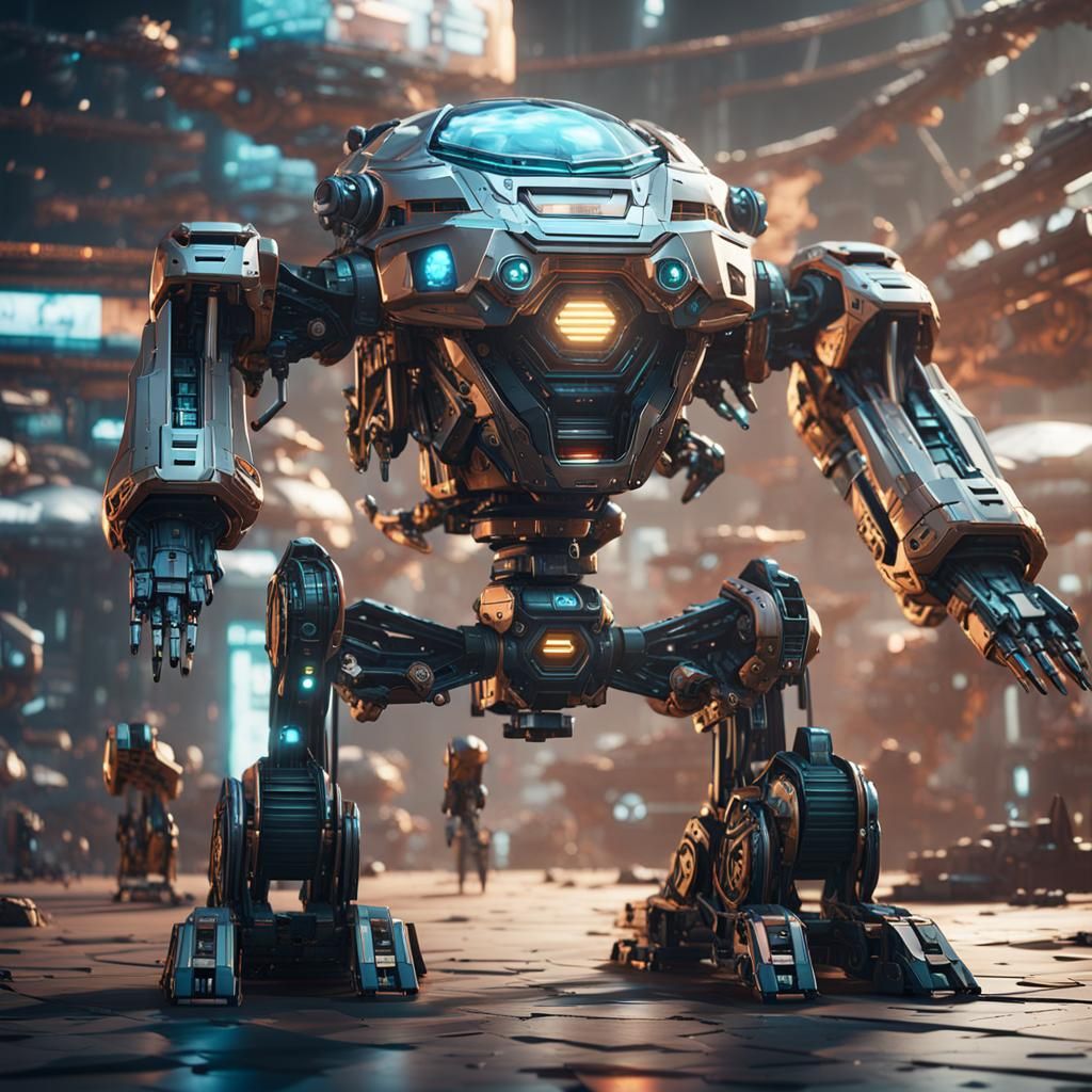 Futuristic Digital Marketing Agent in Sci-Fi Marketplace