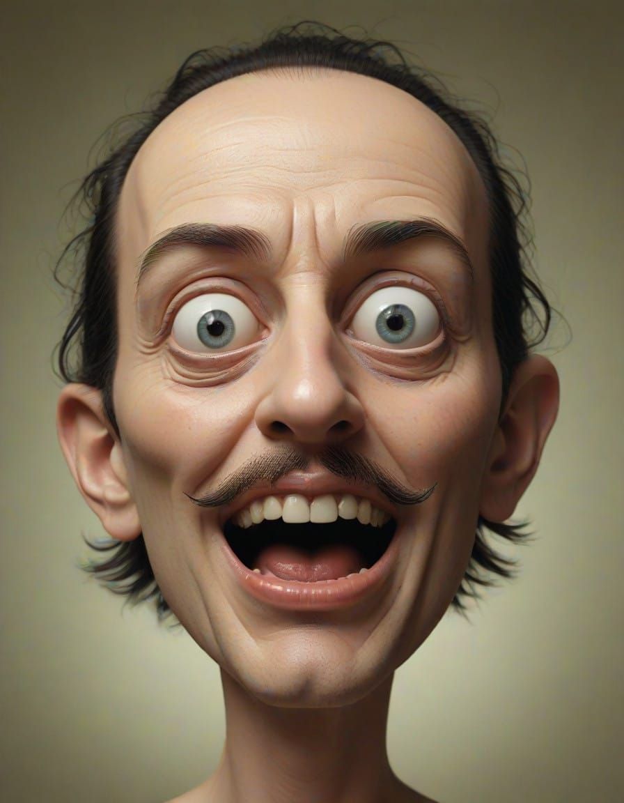 Surrealist Melting TV Face in a Dali-Inspired Aesthetic