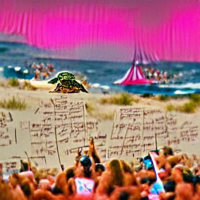 Beach Concert Meets Surreal Savior in Bright Maximalist Styl...