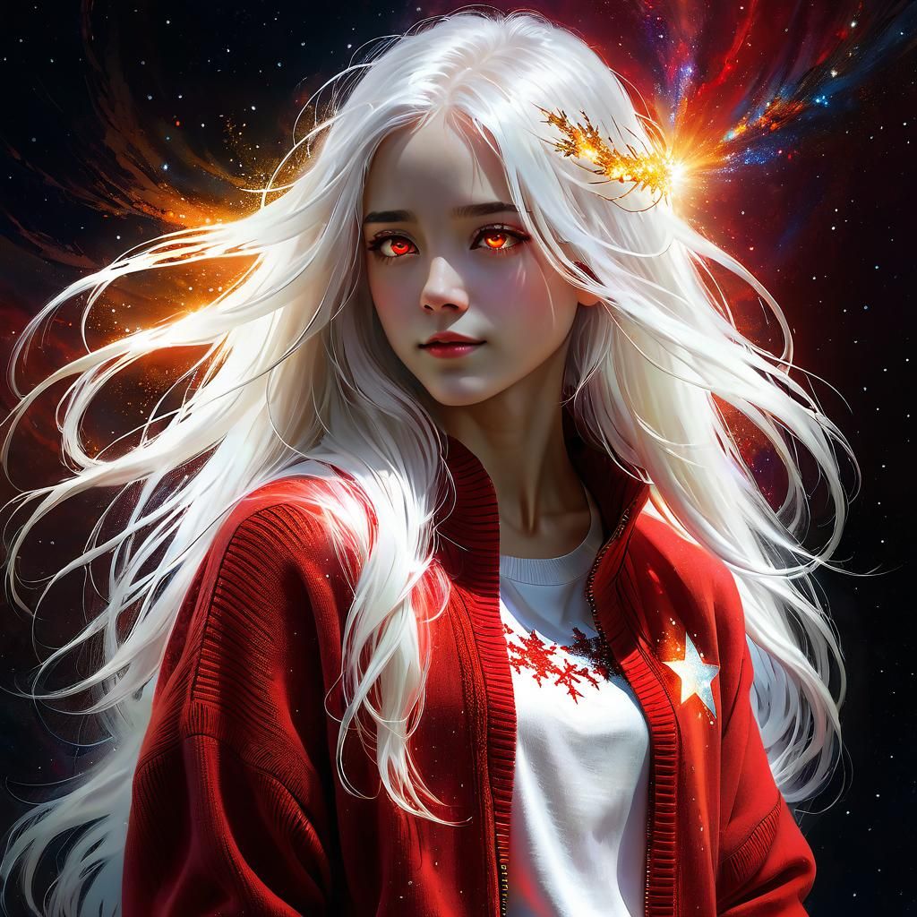 Woman with Galaxy Eyes: Digital Art Portrait