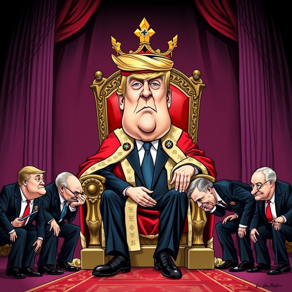 Trump as King in Satirical Caricature