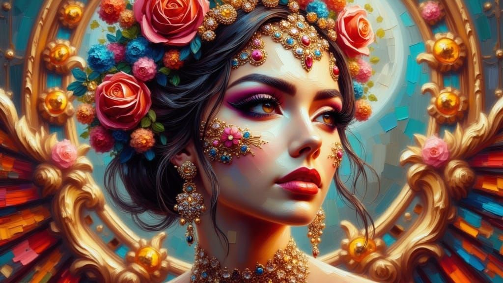 Ornate Portrait in Dark Fantasy Art Nouveau Style