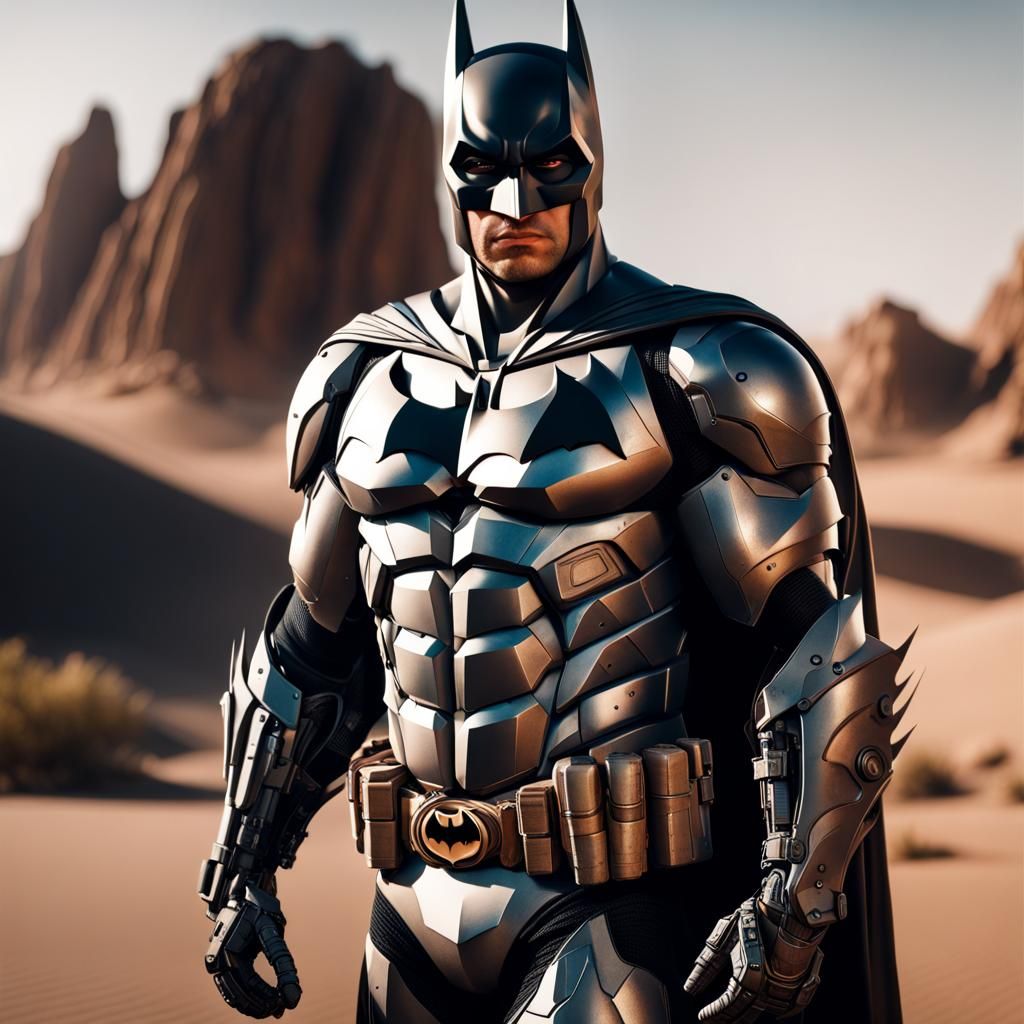 Iron Armored Batman in Desert Scene