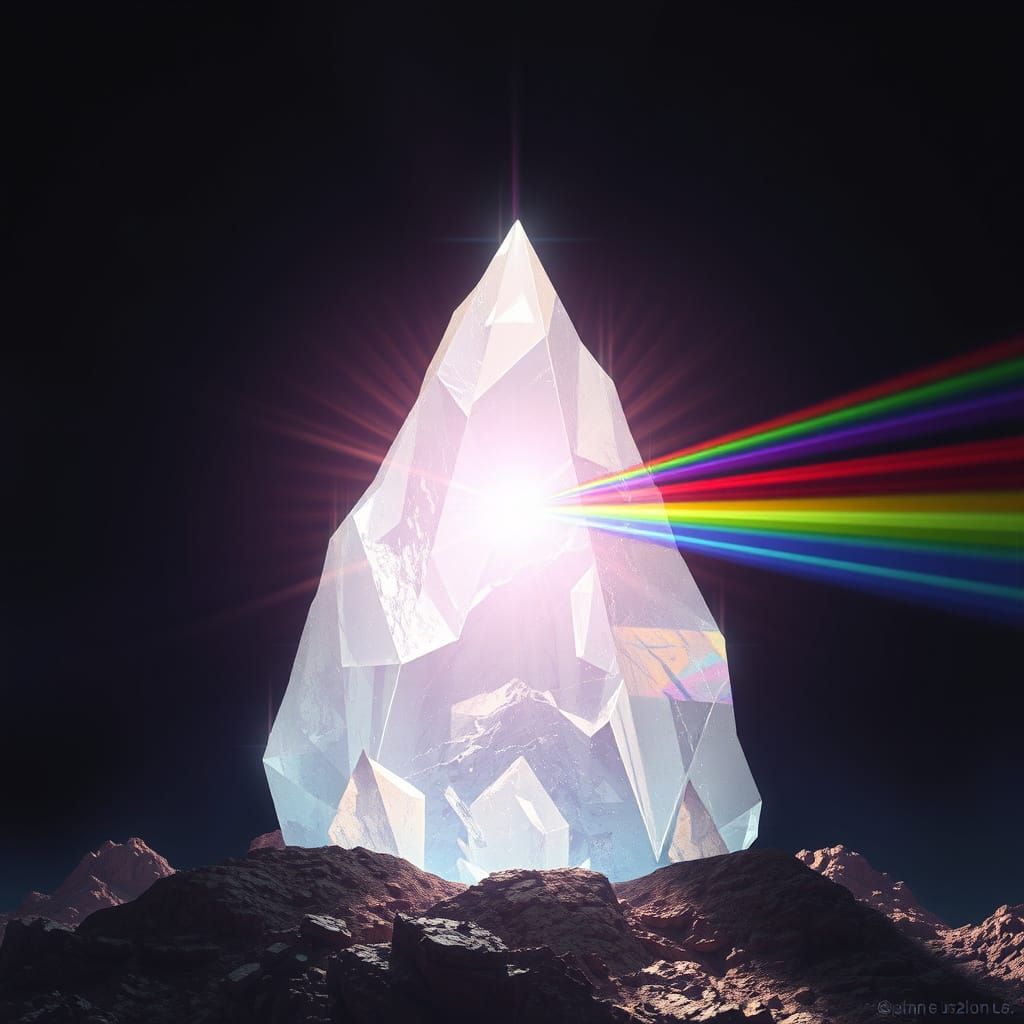 Prismatic Light Refraction in Hyperrealistic Style