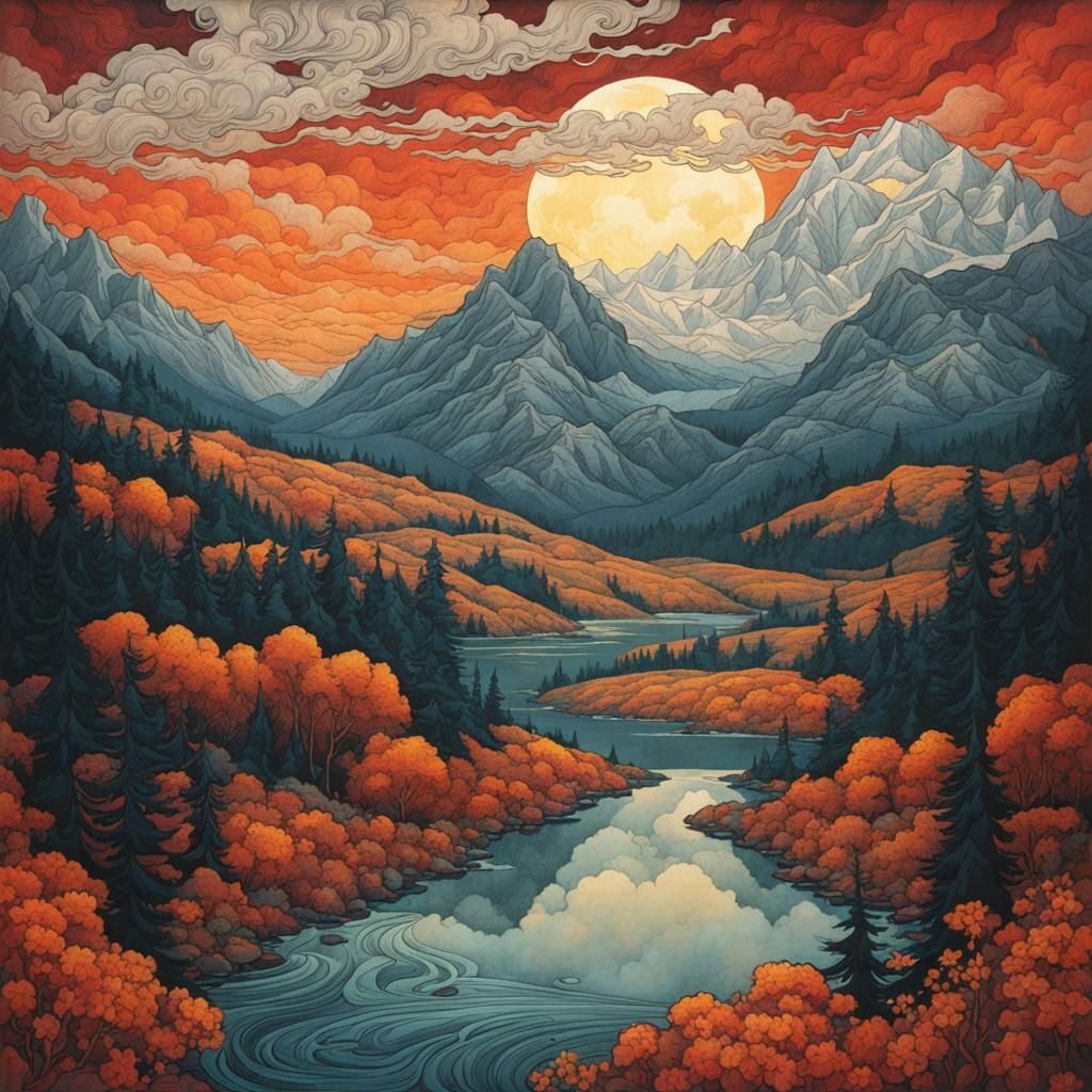 Surreal Abstract Landscape in Vibrant Colors