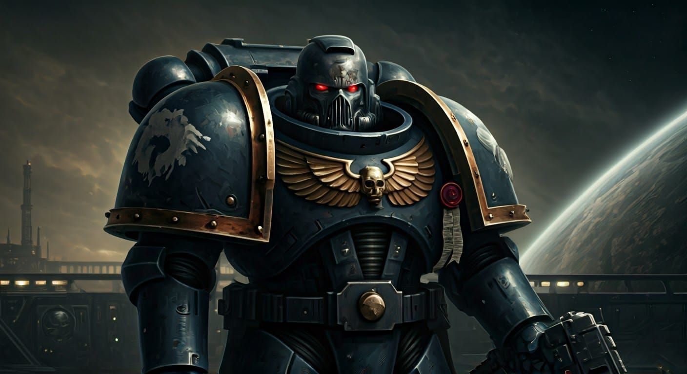 Warhammer 40k Space Marine Portrait on Spaceship