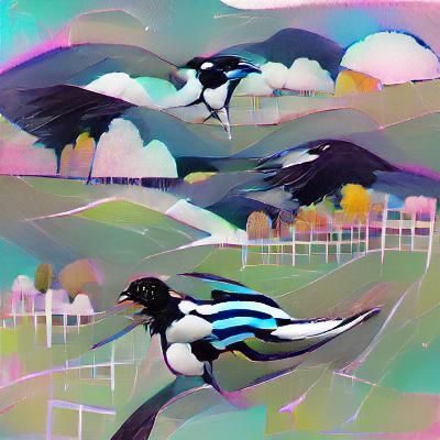 Detailed Portrait of a Magpie on a Branch