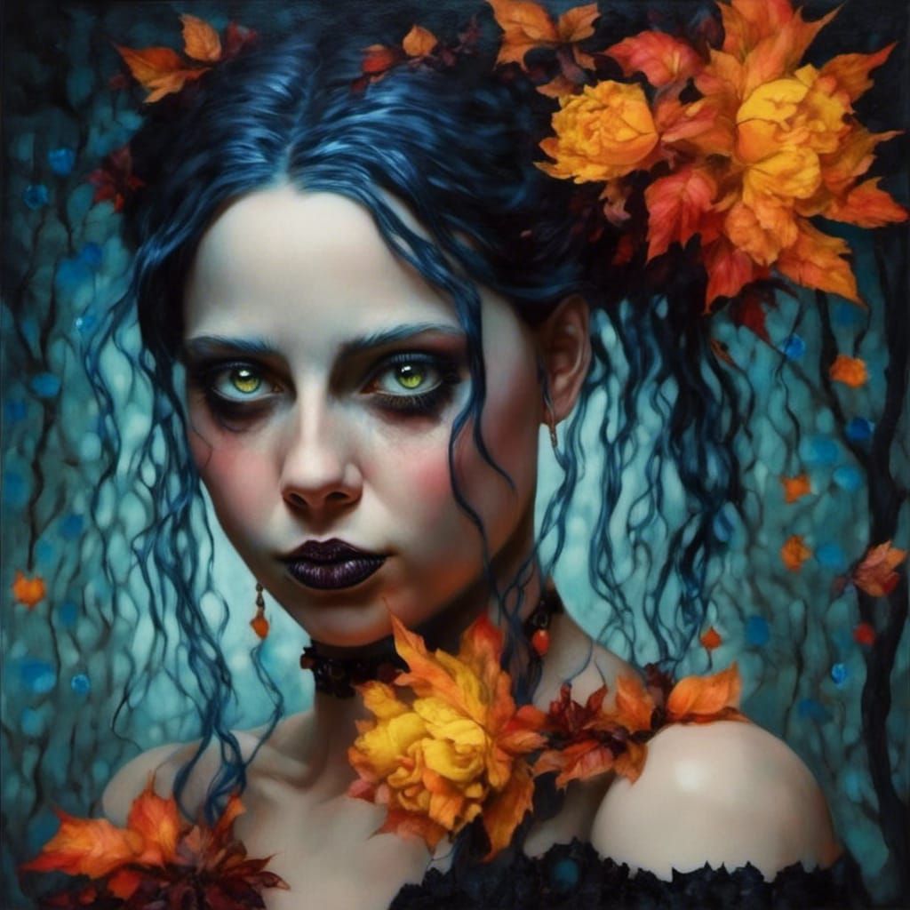 Wednesday Addams Fairy in Alcohol Ink Style