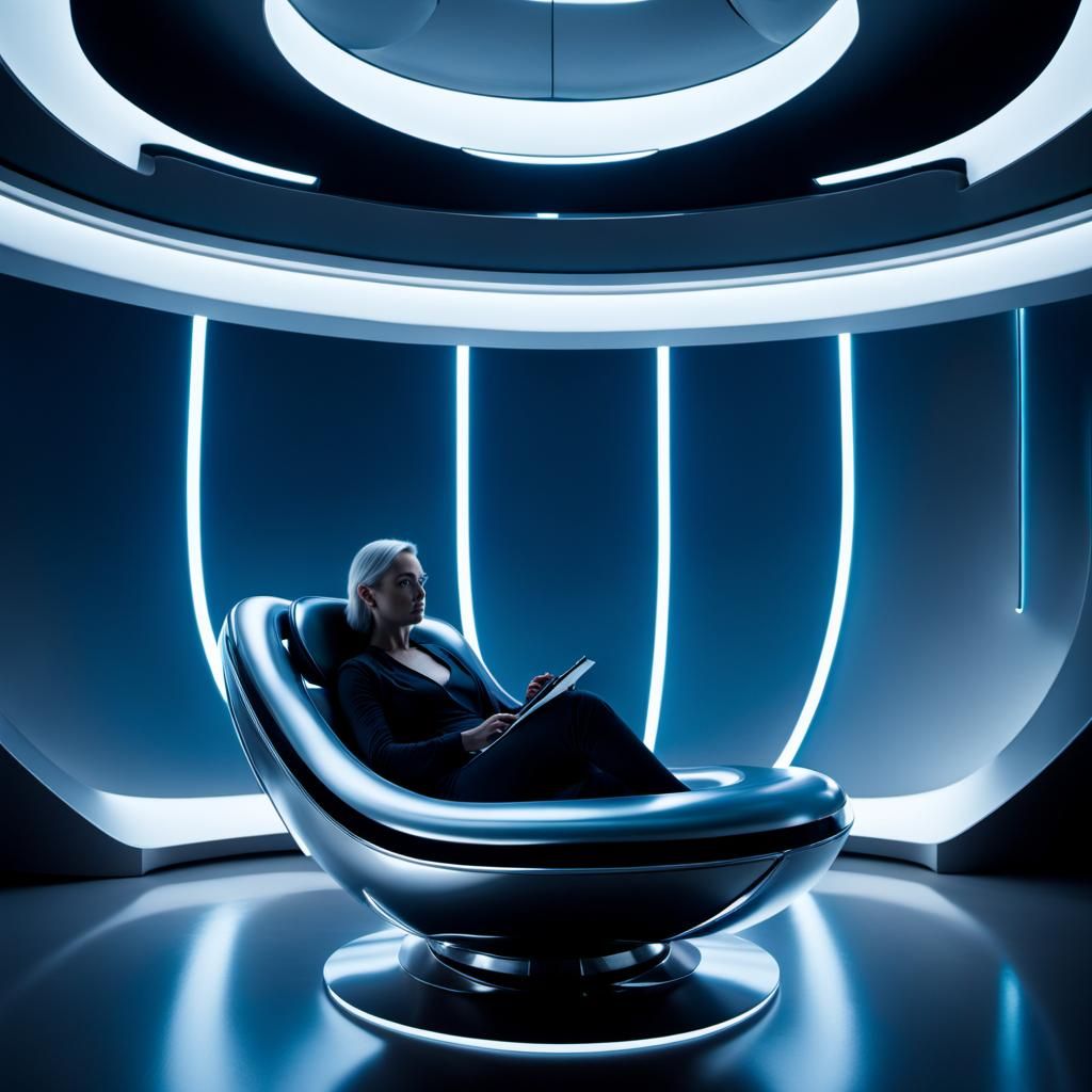 Futuristic Film Still in Syd Mead Style