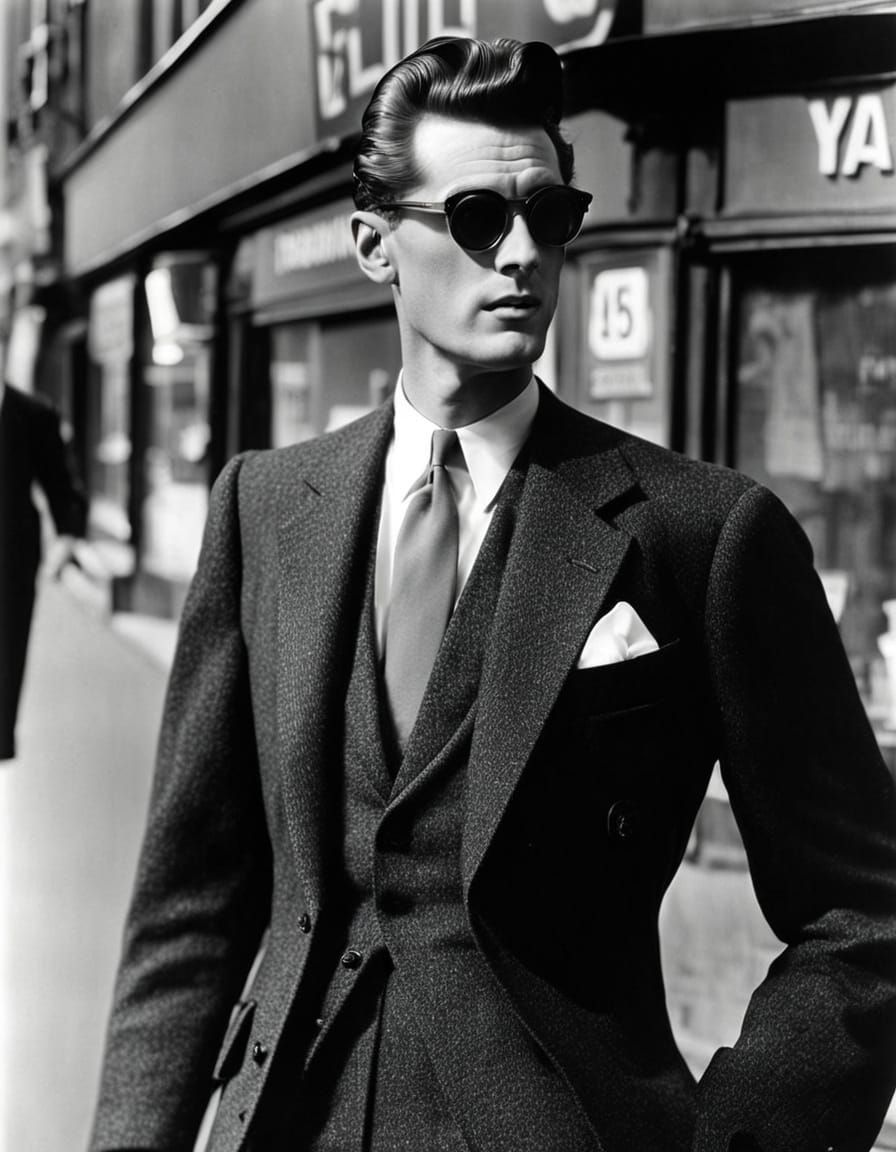 1950s Retro Man in Tweed Jacket Portrait