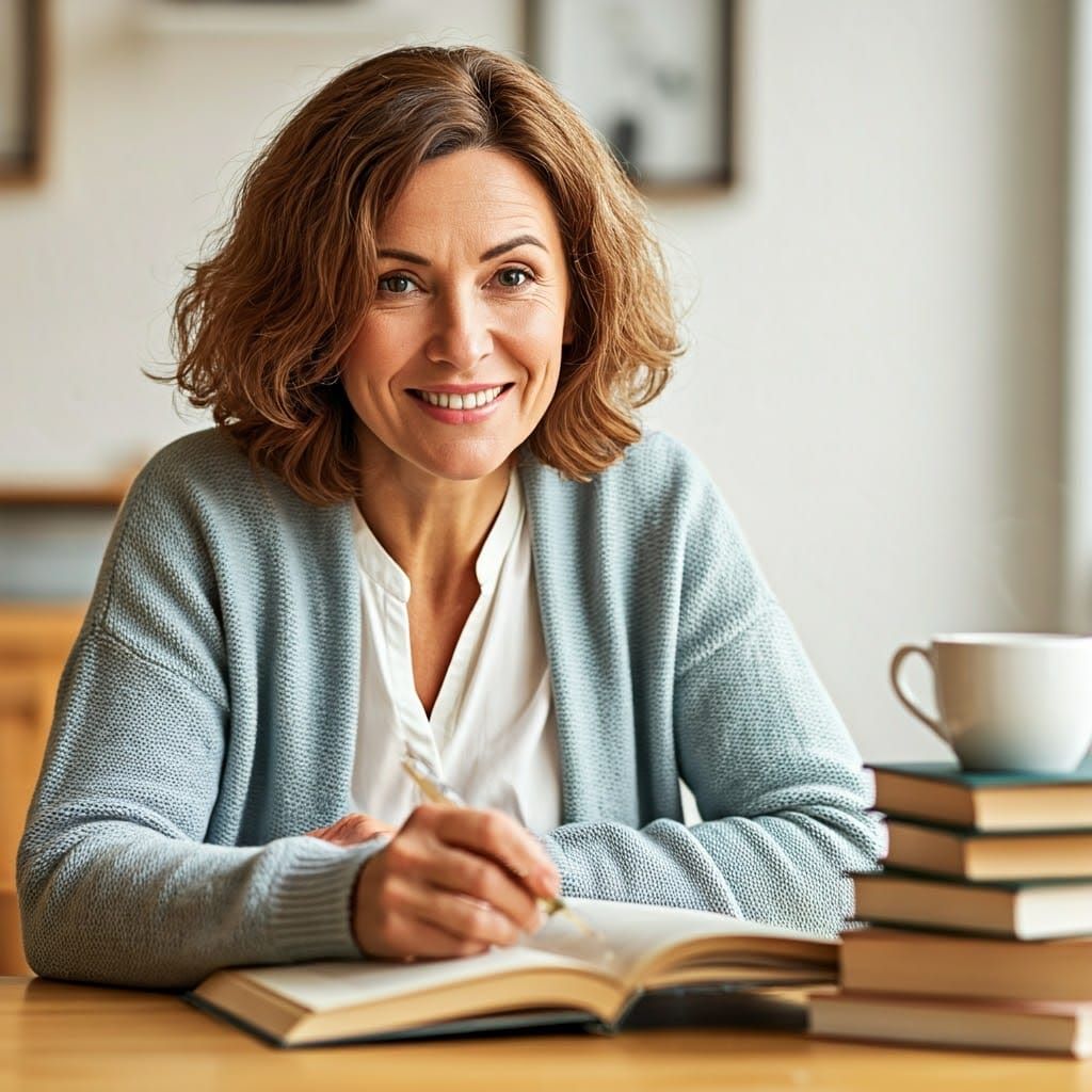 Gentle Woman in Cozy Setting: Realistic Portrait