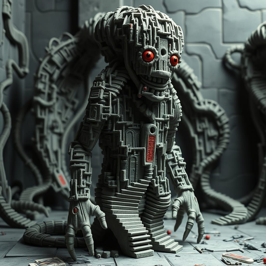 Labyrinthine Claymation Creature in Stop Motion Style