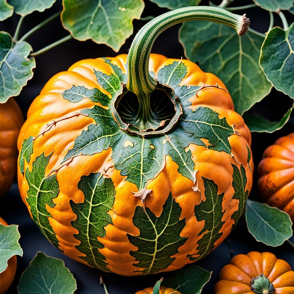 Detailed Gourd Close-Up with Vibrant Colors