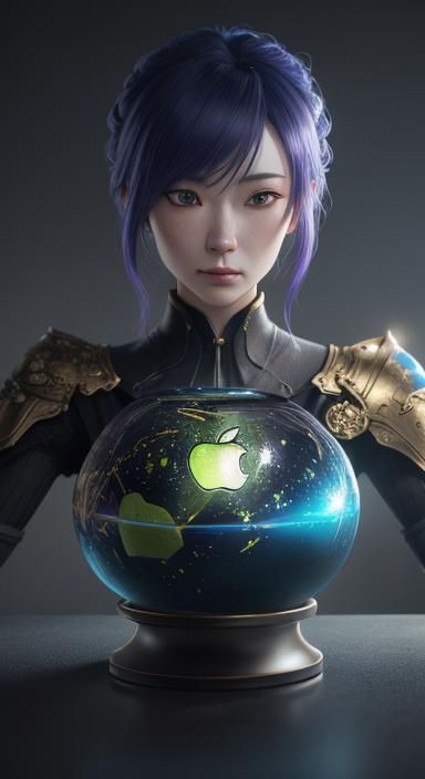 Hyper-Realistic 3D Anime Apple Art