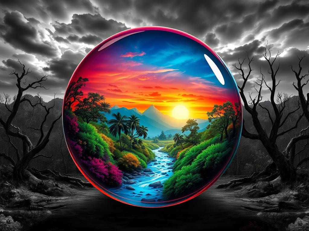 Surreal Tropical Ecosystem in Balance with Deserted Barren L...