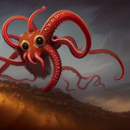 Tentacled Creature Under Bed in Detailed Matte Painting