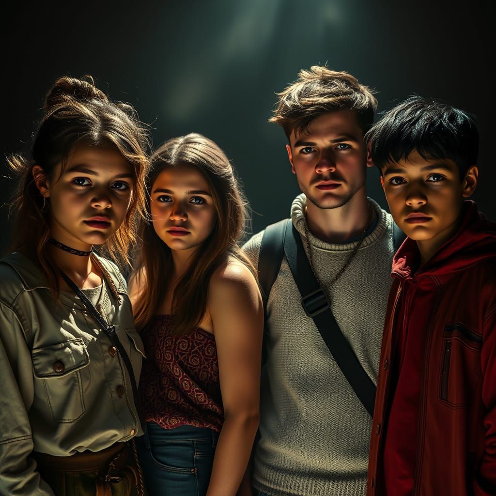 Diverse Young Adults in Moody, Cinematic Scene