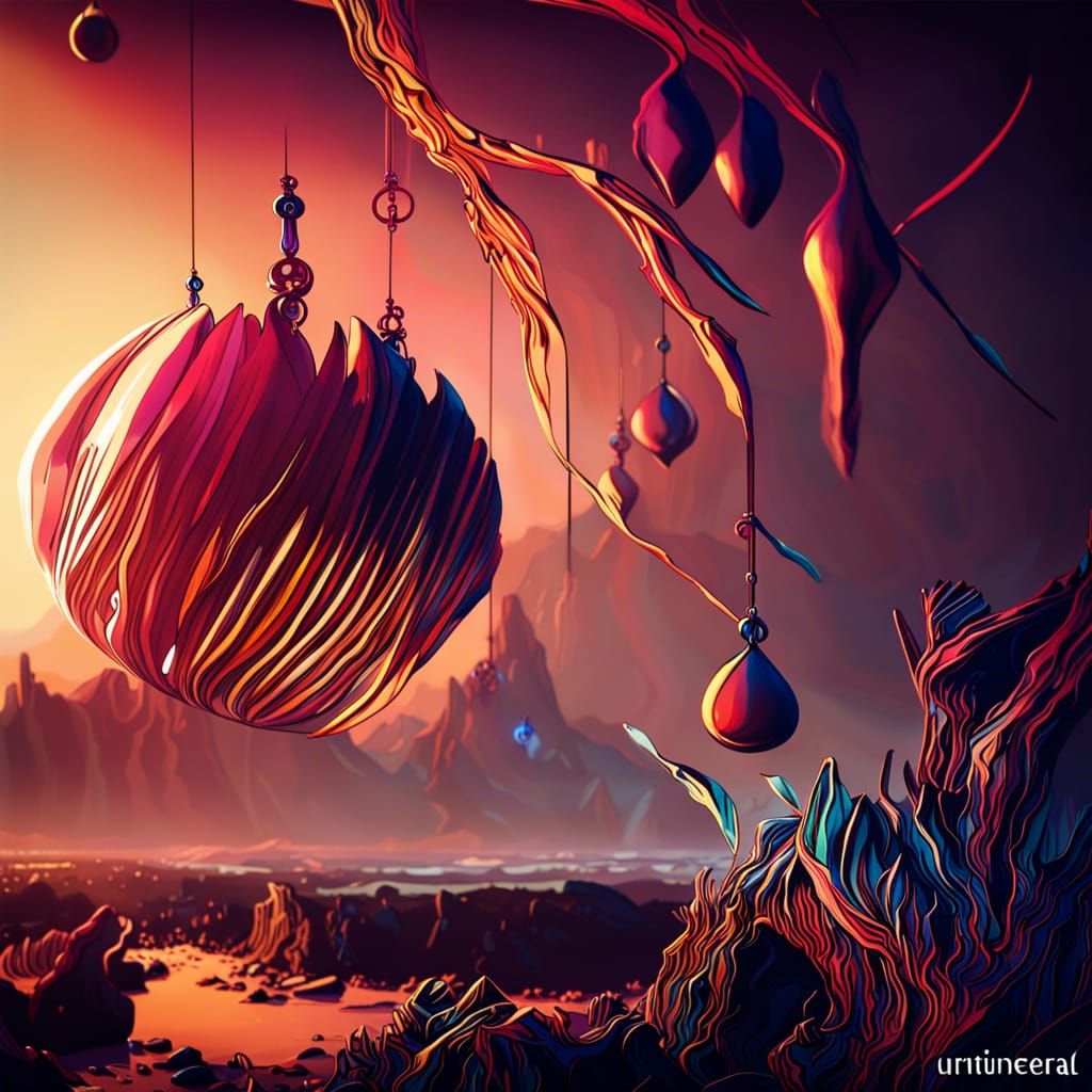 Planetary Wind Chimes in Detailed Matte Painting