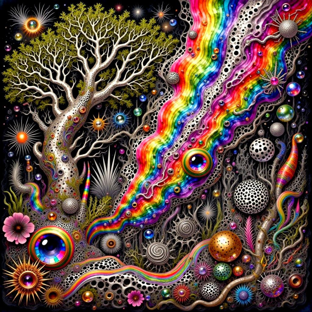 Luminous Botanical Microcosm with Ethereal Haze