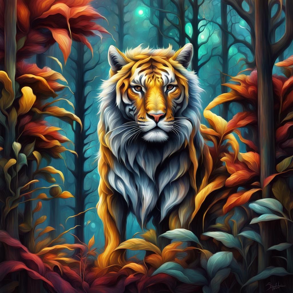 Golden Forest: Graffiti Art with Metallic Lights