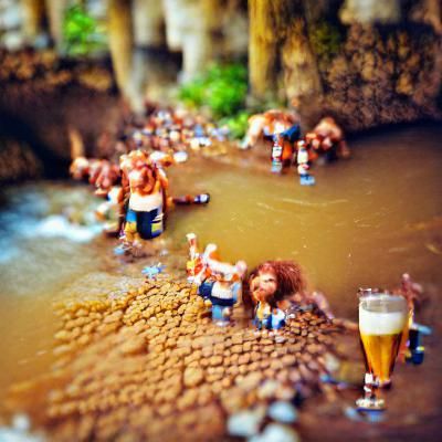 Cavemen Drink Beer River: 35mm Tilt-Shift Effect