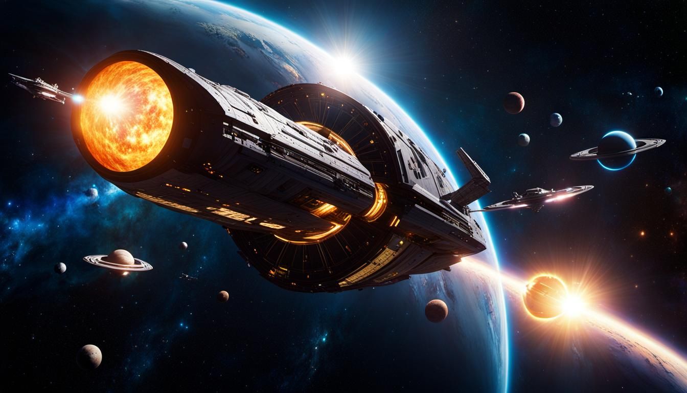 Starship Voyage Through a Radiant Nebula